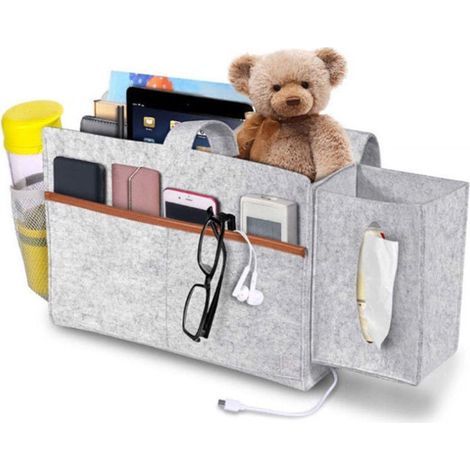 Nachttisch-Organizer aus Filz, Aufbewahrungskorb fürs Bett, herausnehmbare Taschentuchbox, modernes, funktionales Design (1/5)