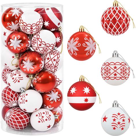 Christmas Ball Set 30 pcs Red and White Ø 6 cm Plastic vidaXL (1/5)