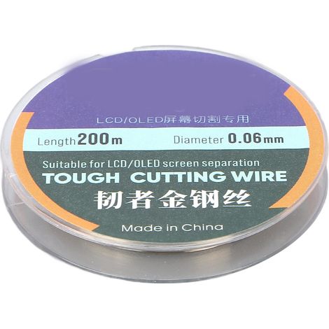 Fil de découpe pour écran LCD 200M, acier haute dureté 0.06mm, fil de séparation d'écran de téléphone (1/5)