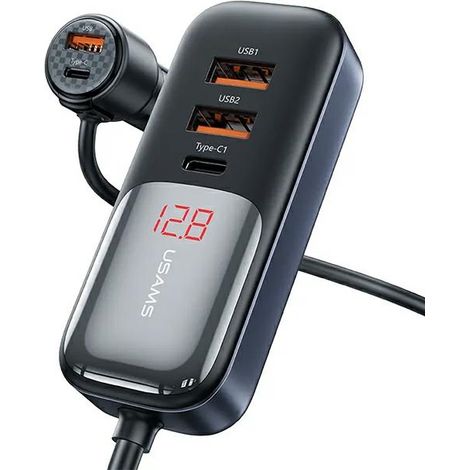 USAMS Autoladegerät C40 3xUSB+2xUSB-C 165WPD+QC Schnellladung schwarz/schwarz CC213CC01 (US-CC213) (1/5)