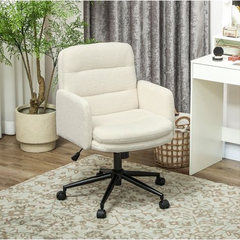 Bürostuhl 61.5x65x91-101 cm cremeweiß Polyester mit Armlehnen, drehbar und höhenverstellbar (1/5)