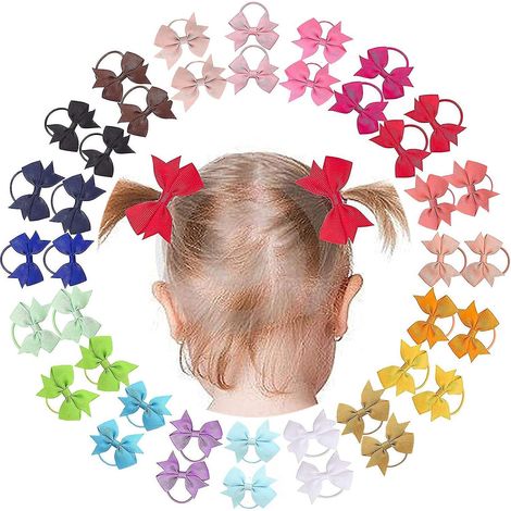 40 Pices 2 Pouces Bb Filles Cheveux Nud Cheveux Cravates Petites Pinces Cheveux Gros-grain Ruban Cheveux Cravates Lastique Pour Queue De Cheval P (1/5)
