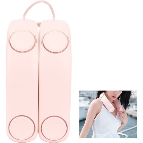 Nackenventilator [ABS] Persönlicher kabelloser Ventilator mit 4 Ventilatoren, 3 Geschwindigkeitsstufen, tragbar, USB-Anschluss, kompakt, leise, Pink – für Büro, Reisen und Zuhause (1/5)