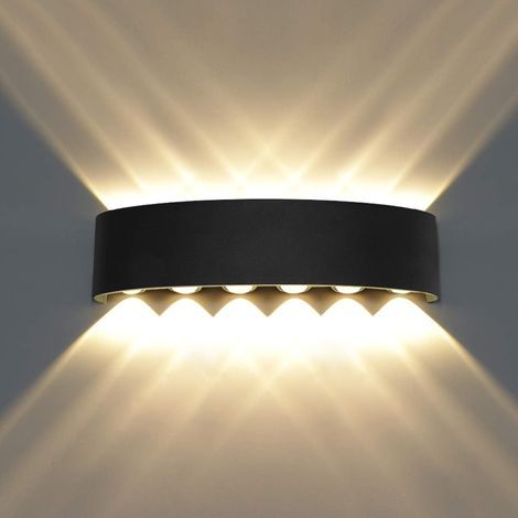 Applique murale LED moderne sans eau Applique murale Up Down Aluminium Wandfluter LED Indoor Outdoor für Badezimmer Schlafzimmer Flur Wohnzimmer Veranda Treppe, 12W Warmweiß - RWBedroom wall light (1/5)