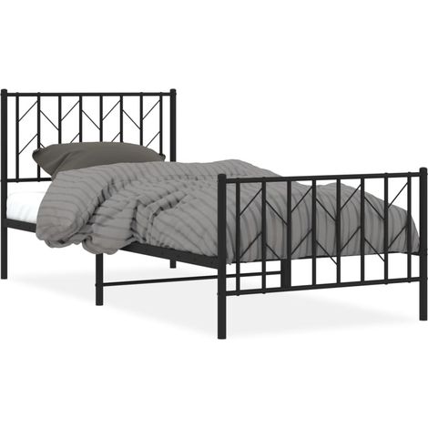 Lit simple,Lit adulte,Cadre de lit métal sans matelas avec pied de lit noir 90x190 cm CFW6647731 (1/5)