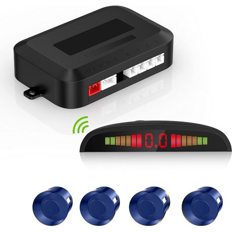 Radar De Recul Voiture Sans Fil, Système De Radar Inversé Avec 4 Radars De Recul, Affichage De Distance à LED Sans Fil Avec Avertissement Sonore + 4 Bleue Car Capteur De Recul for Auto Vans RV Trailer (1/5)