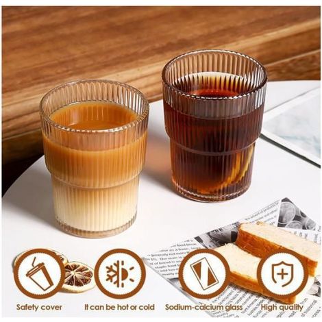 Lot de 2 Verre matcha avec couvercle et paille, 400 ml tasse matcha, Gobelets à smoothie, gobelets à VERRE A EAU AVEC OU SANS PIED (1/4)