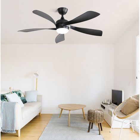 Ventilador de techo LED 132 cm, 6 velocidades, motor DC reversible, negro, OKWISH (1/5)