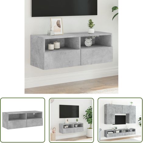 The Living Store TV-Wandschrank Betongrau 80x30x30 cm Holzwerkstoff - TV Schrank - Wandregal - Regal Grau - Holzwerkstoff Möbel - Wohnzimmer Deko (1/5)