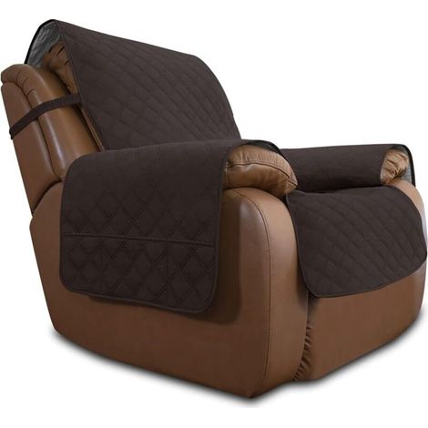 Housse de canapé décontractée - imperméable, adaptée aux enfants et aux animaux domestiques - 1 pièce, marron, 1 place (1/4)