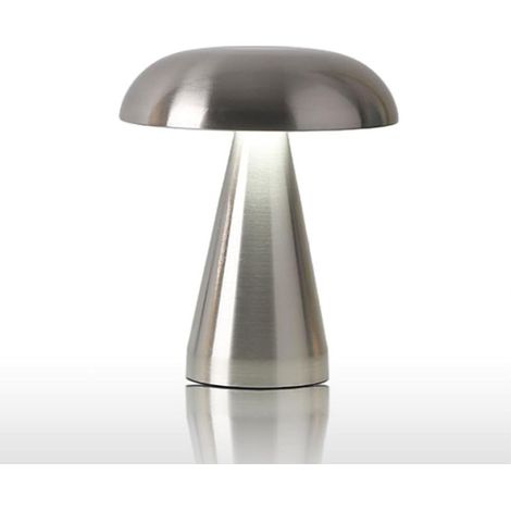 Lámpara de mesa LED con forma de hongo, 3 colores e intensidad regulable, metal dorado y plateado (dorado).