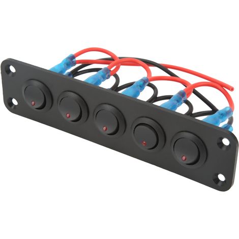 Panneau de commande pour voiture, 5 interrupteurs à bascule avec éclairage rouge, étanche, 12 V, 16 A, pour bateau (1/5)