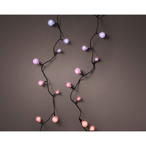 Guirnalda multifunción, uso exterior, cherry, multicolor, cable negro, 120 leds, 9 m (1/3)