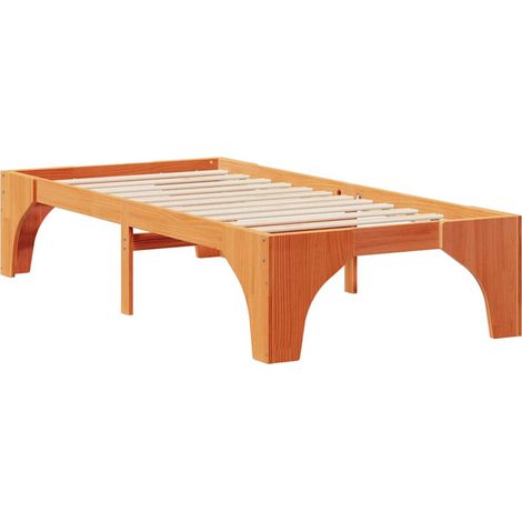 Lit simple,Lit adulte,Cadre de lit surélevé Marron 90 x 200 cm Bois massif en pin CFW5892693 (1/5)
