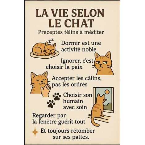 Plaque métal La vie selon le chat 30,5 x 20 cm (1/2)