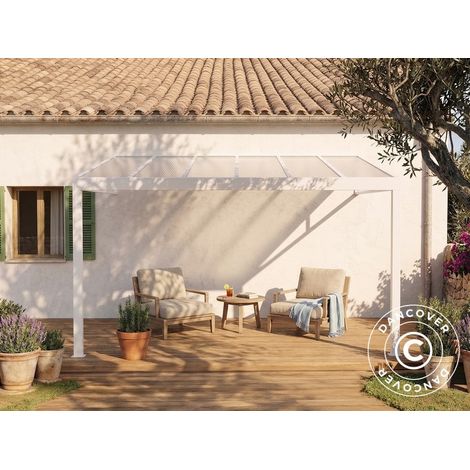 Pergola adossée San Pablo Alu+, 4x3m, Blanc - Dancover