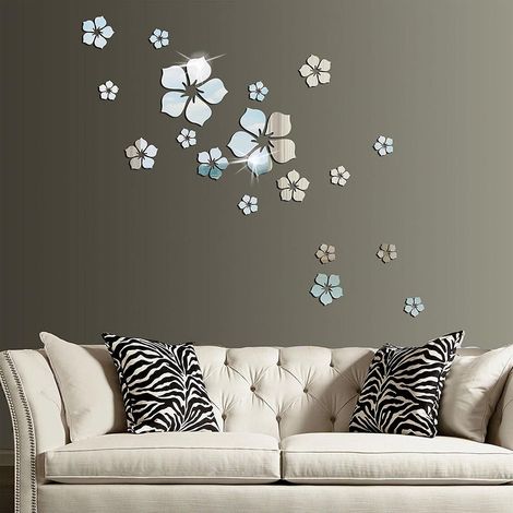 Juego de 18 pegatinas de pared Art Déco, pegatinas de espejo DIY, pegatinas acrílicas para espejo, para dormitorio, baño y sala de estar (1/5)