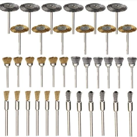 Brosse en laiton, 36 pièces, roues en fil d'acier, brosses, perceuse, outils rotatifs, polissage, outils rotatifs Dremel (1/5)
