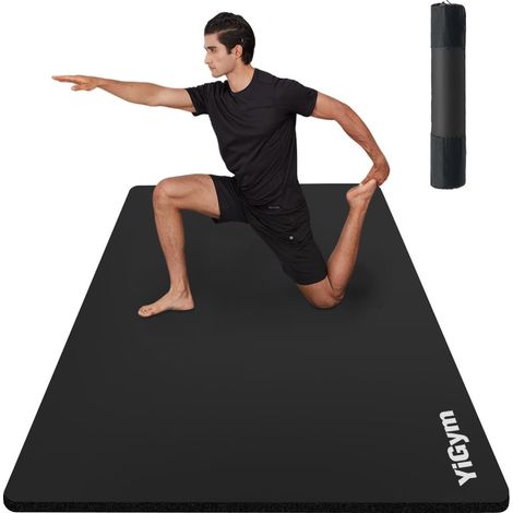 Tapis de gymnastique - 195 x 90 cm - Grand tapis de yoga - 10/15 mm d'épaisseur - Tapis de fitness XL - Avec sangle de transport et sac (1/5)