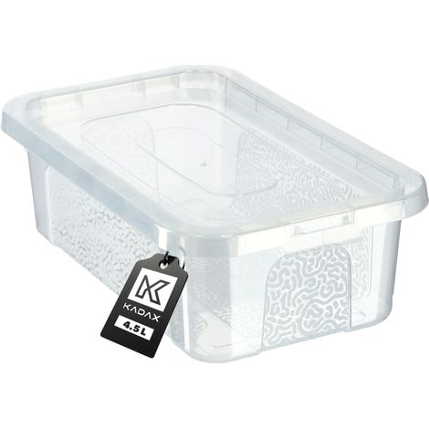 KADAX Kunststoffbehälter 4,5 l mit Deckel, verschließbare transparente Aufbewahrungsbox