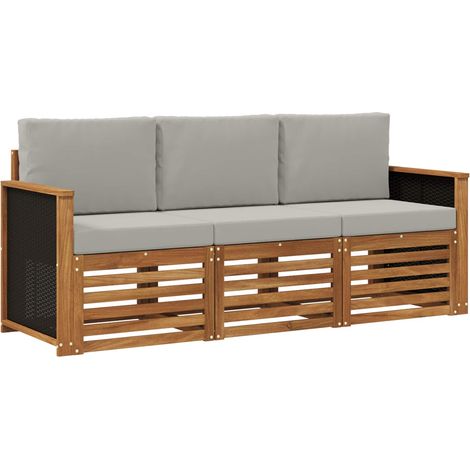 Juegos de sofás con cojín 3 pcs Madera de Acacia Sólida vidaXL