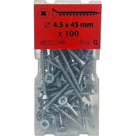 100 vis agglo 4,5x45mm fraisée Pz zingué Viswood