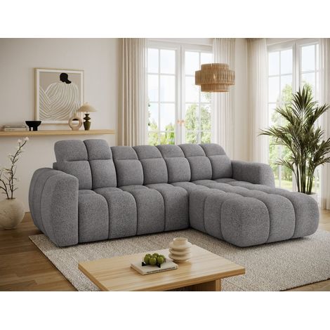 Ecksofa mit Schlaffunktion Sofa SALONIA Stoff Bubble Grau Ottomane Rechts (1/5)