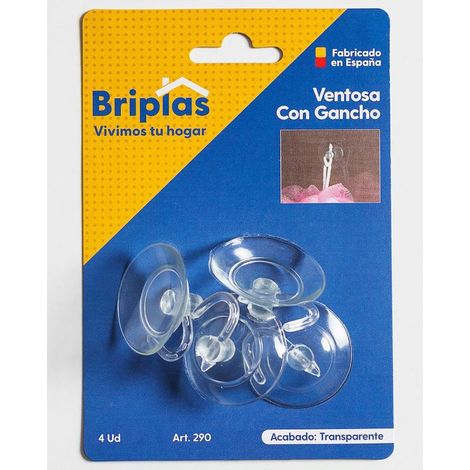 FPLUS briplas colgador ventosa con gancho 4 u transparente 290 (1/2)