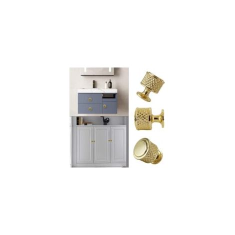Poignées de meubles dorées, poignées de tiroir à un trou, poignées de porte de meubles dorées, poignées de cuisine en alliage de zinc massif pour meubles, commodes, chambre, salle de bain, bureau (1/5)
