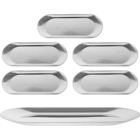 Plateau Ovale Multifonction en Acier Inoxydable Brossé 10 MM Lot de 6 Porte-Bijoux et Organisateur de Cosmétiques pour Salle de Bain Décoration de Table et Rangement de (1/5)