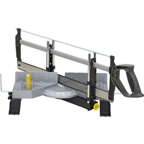 Stanley – Scie à onglet articulée pour bois dur – Cadre métallique de précision – Jauge de longueur réglable – 120800