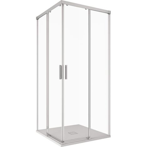 Box Doccia Angolare 90x90 cm 2 Ante Scorrevoli in Cristallo Trasparente 6mm H195 Bonussi Grace