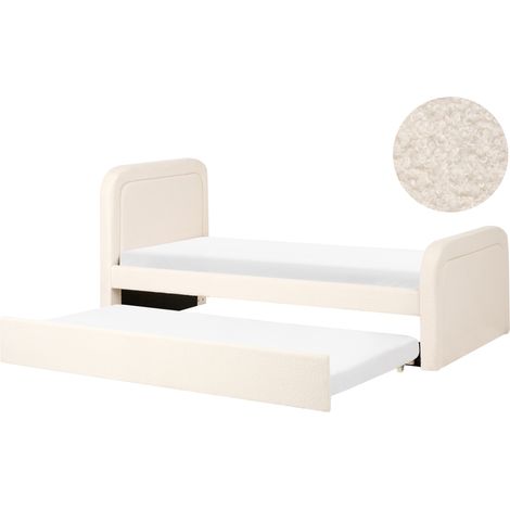 Cama nido tapizada de bouclé 90/180 x 200 cm con somier de listones beige claro Rayssac (1/5)