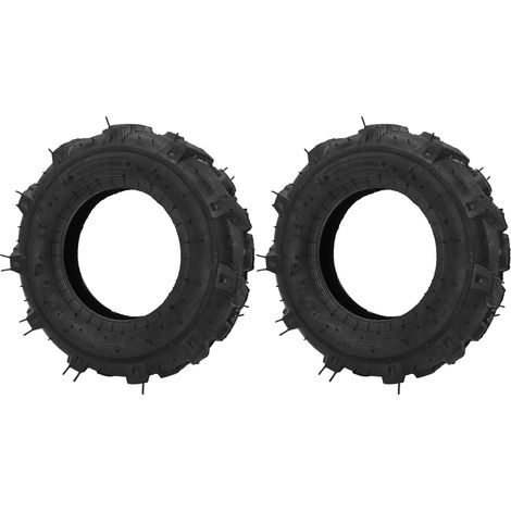 Lot de 2 pneus sans chambre à air 4.00-8, 4 plis, capacité de charge de 672 lb, pour tracteur de jardin, motoculteur, trancheuse ou souffleuse à neige (1/5)