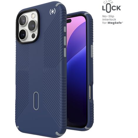 Funda Speck Presidio2 Grip ClickLock y MagSafe para iPhone 16 Pro Max (Azul costa / Gris polvo / Blanco) (1/5)