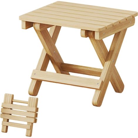 Taburete – Taburete portátil, taburete escalón perfecto, silla plegable portátil  Taburete plegable resistente para exteriores, taburete de madera con reposapiés para camping