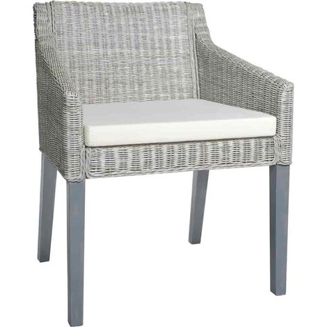 Maison Exclusive - Sedie da Pranzo con Cuscini 2 pz Grigi in Rattan Naturale (1/5)