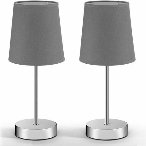 Deux lampes de chevet avec abat-jour gris anthracite, lampes de table/de bureau de style moderne, adaptées à la décoration intérieure de la maison, 32 cm de hauteur. (1/5)