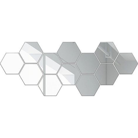 (80x70x40mm (argento)) 12 pezzi Specchio acrilico autoadesivo da parete, specchio decorativo da parete per soggiorno (1/4)