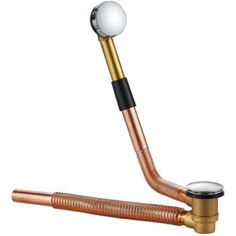 Drain de baignoire en cuivre avec siphon réglable – Système d'étanchéité – Installation rapide – Durable et antirouille (1/4)