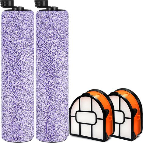 4 pezzi WDB1F2 spazzole di ricambio e set di filtri applicabili per Shark WD101 WD201 WD100 WD200 AW201 WD200C WD201C WD101C HydroVac XL aspirapolvere 3 in 1, confronta le parti WDB1, WDB2, WDFF1, WDF (1/2)