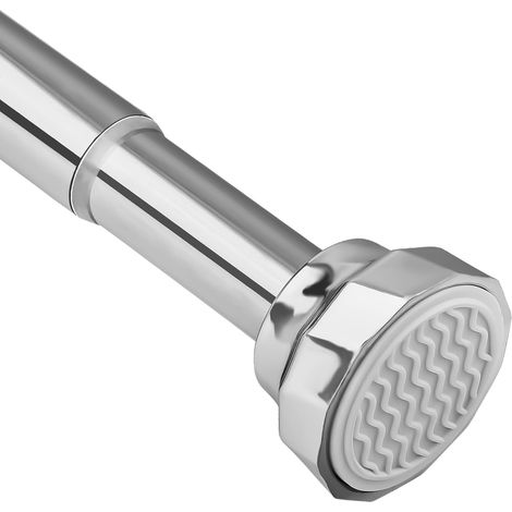 Tringle à Rideau de Douche Extensible Ø25mm, Barre sans Perçage Argentée 73-256cm, Tringle Télescopique pour Placard Salle de Bain et Balcon (1/5)
