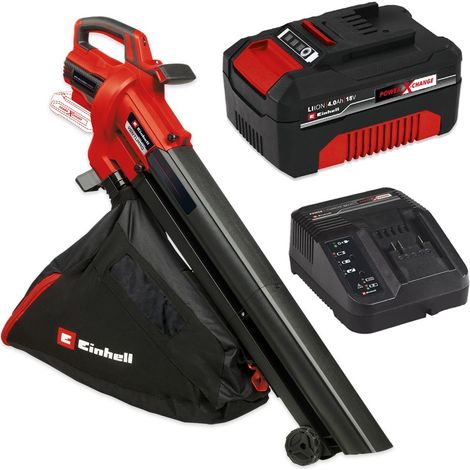 Einhell 3433625 Brushless 18V Blower Vacuum Leaf Bag + 4AH Battery Kit
