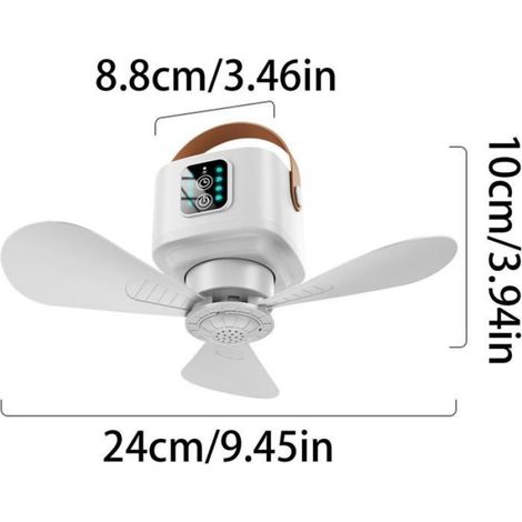 Ventilateur Plafond - Lampe Rechargeable 3600 mAh - Télécommande Incluse - Pour Tente Camping Gazebo Pergola Patio - 1 Pièce (1/5)