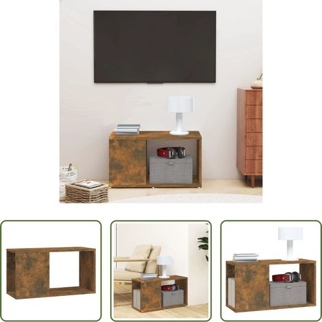 vidaXL Meuble de salon - Meuble TV Chêne fumé 60x24x32 cm Bois d'ingénierie (1/5)