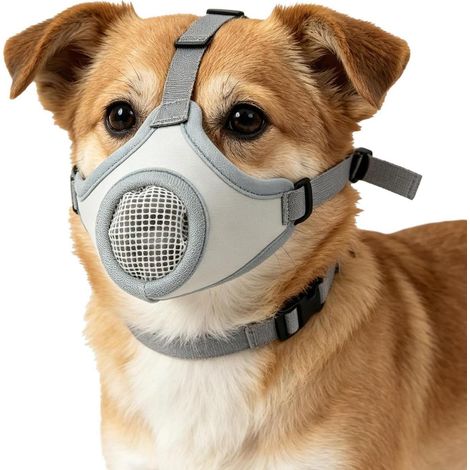 Hundemaulkorb-Set – Atmungsaktives Air-Mesh-Mundschutzsystem für Haustiere, verstellbares Sicherheitsmaulkorb-Set für Katzen und Hunde, Haustiertraining, Pflege, Reisen, Tierarztbesuche, Spaziergänge,