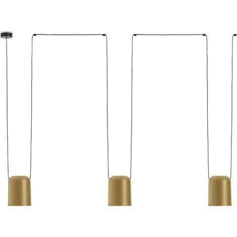 Leds-C4 Attic - Suspension décorative à suspendre au plafond noir mat or peint 3x E27 / 175cm x 600cm