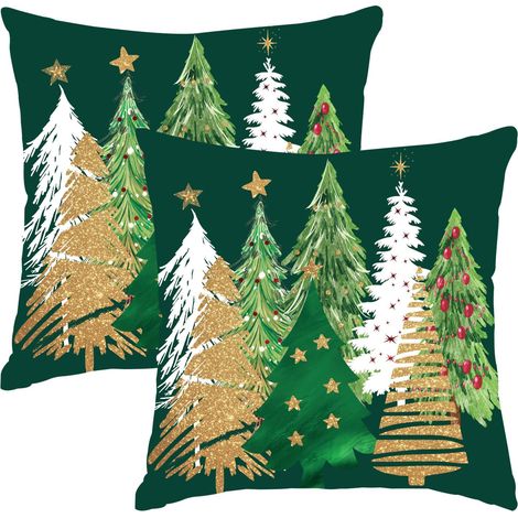 Housses de coussin 40x40 cm Lot de 2, Housses décoratives de sapin pour canapé de maison, Housses de coussin pour décorations de fêtes (1/5)