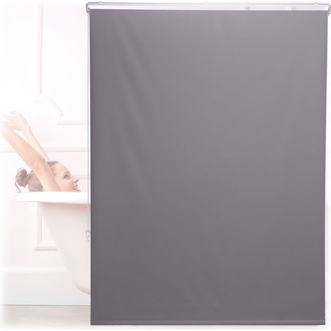 Persiana enrollable para baño, repelente al agua, gris, ahorra espacio