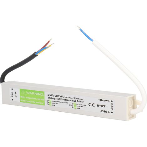 Transformateur LED étanche 30W 24V DC, alimentation AC90-250V pour bande lumineuse mince (1/5)